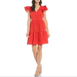 NWT Gibson Latimer V-Neck Mini Tier Poplin Dress Women’s Small